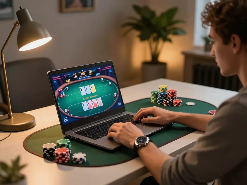 Engaging gameplay in online poker setting with Link vào Say88 displayed on the screen.
