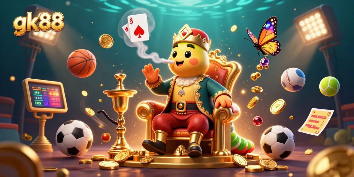 Engage with the gk88 gaming experience featuring a vibrant 3D scene of chances and luck.