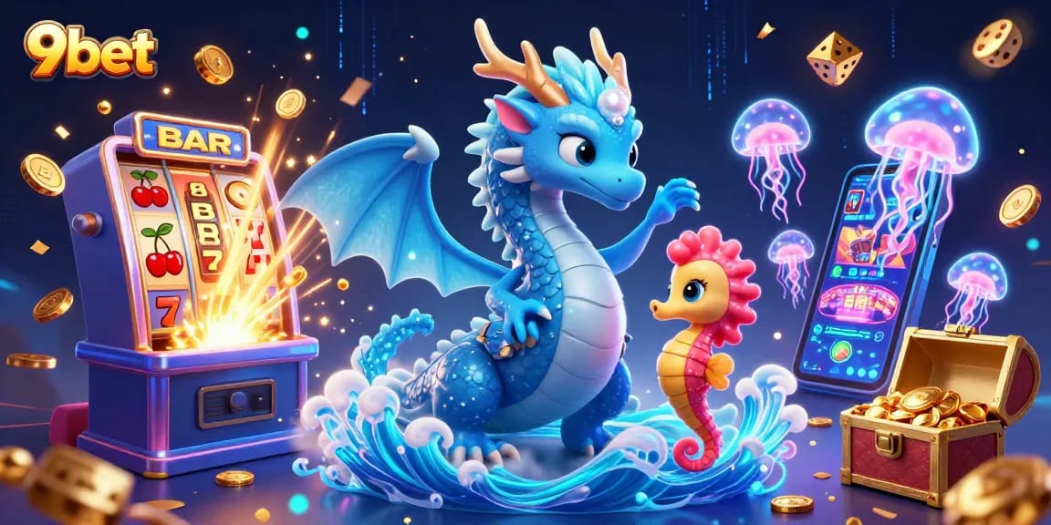 Play thrilling games and win jackpots at 9bet, featuring vibrant casino elements.