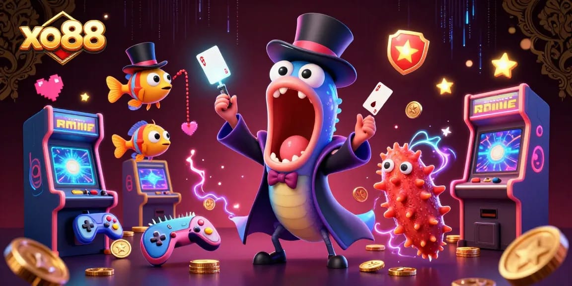 Experience the magic of xo88 with a vibrant 3D illustration of a casino-themed underwater show.