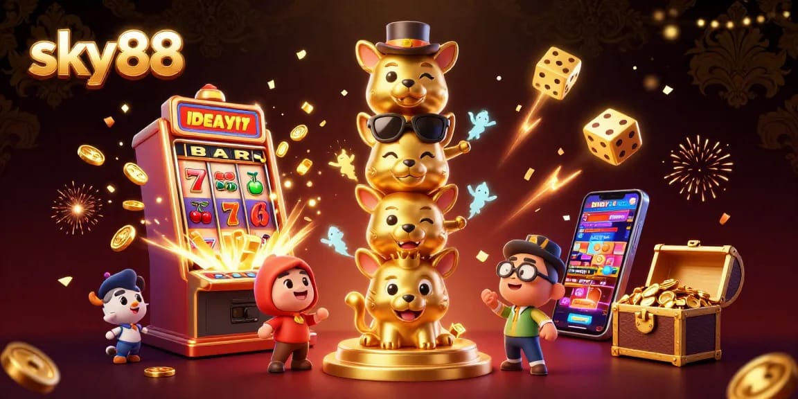 Experience thrilling features at sky88 with a vibrant casino scene filled with excitement and rewards.