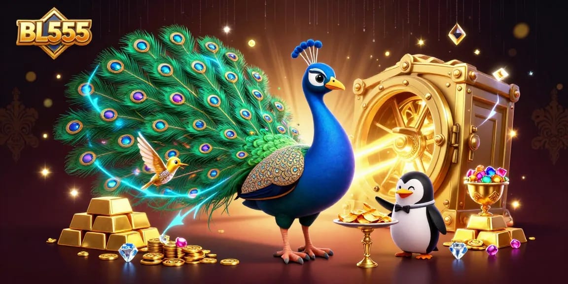 Engage with top-tier casino experiences at BL555, featuring extravagant illustrations of money and gaming.