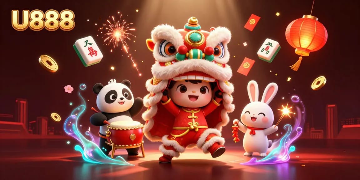 Join U888 for an exciting online gaming experience with vibrant Chinese New Year themes.