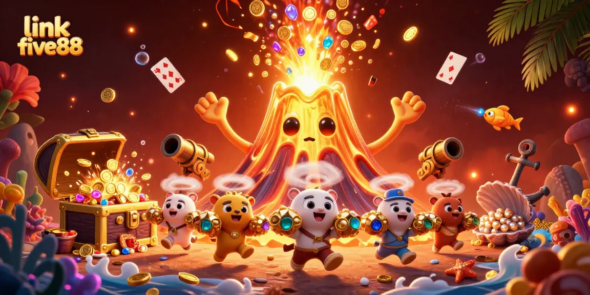 Win big with link five88 at this vibrant casino-themed 3D explosion of treasures.