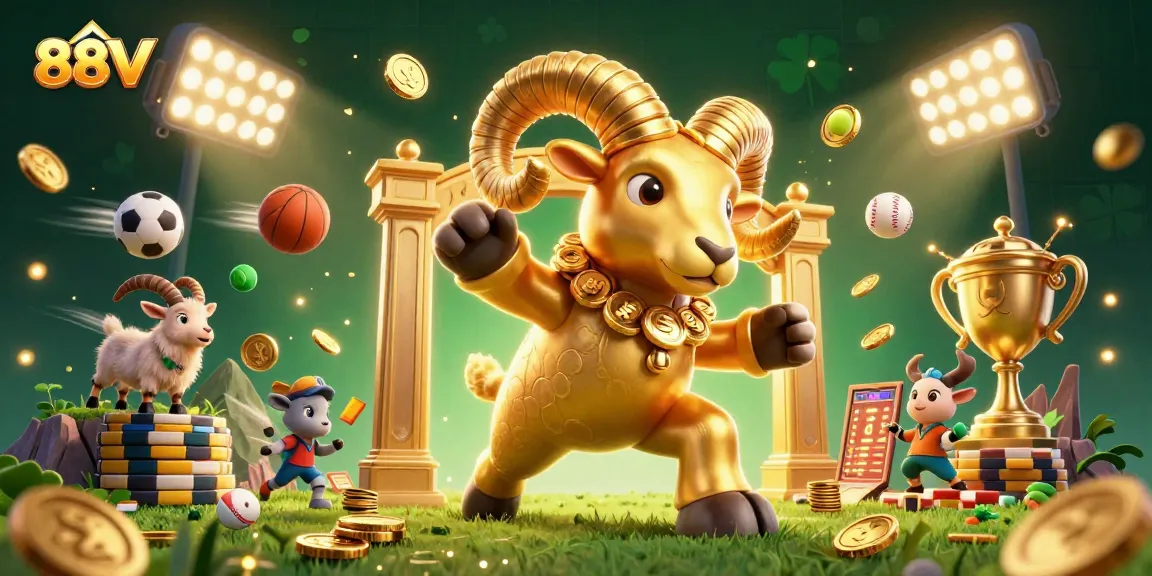 Betting big with 88VV: golden ram charges through a dynamic casino scene.