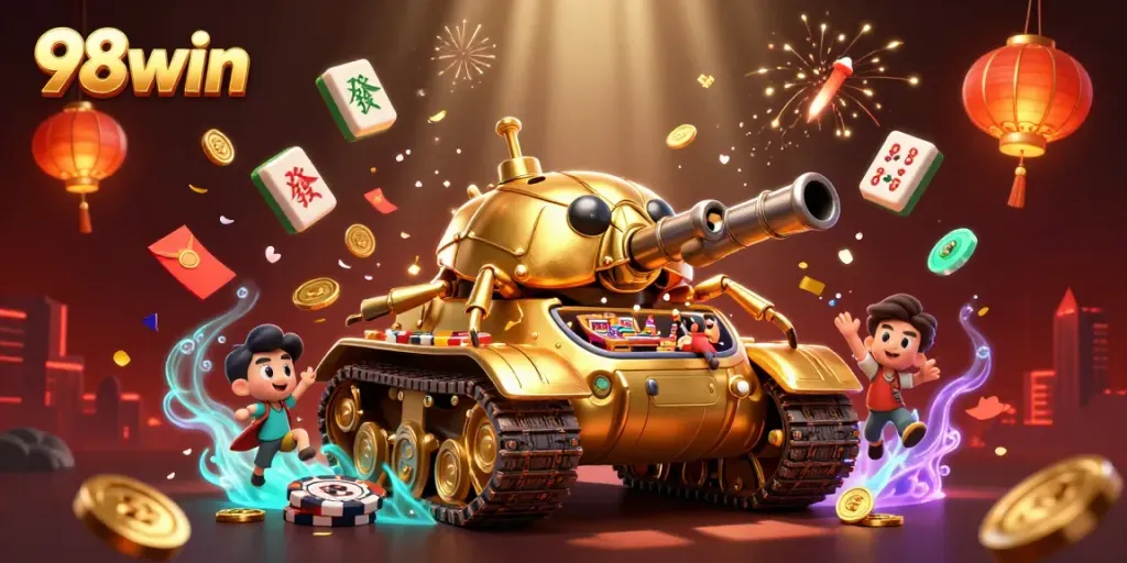 Enjoy exhilarating gameplay at 98win within a dazzling 3D casino scene filled with vibrant characters.