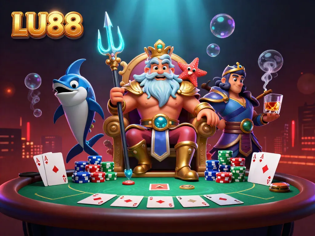 Experience thrilling gameplay at LU88 with Neptune and iconic poker elements set in an underwater casino