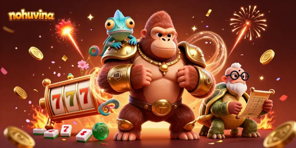 Experience thrilling wins with nohuvina’s dynamic game characters and sparkling casino elements.