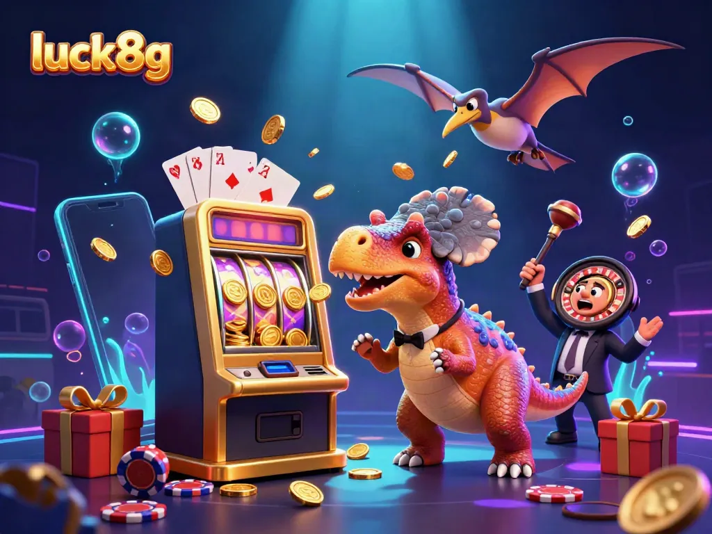 Capture luck8g’s thrilling adventure with dinosaurs amidst jackpot winnings and dazzling casino elements!