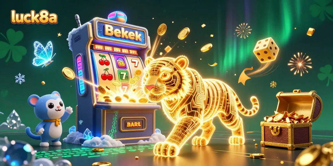 Engage with the luck8a digital casino featuring a golden tiger and jackpot elements in vibrant 3D.