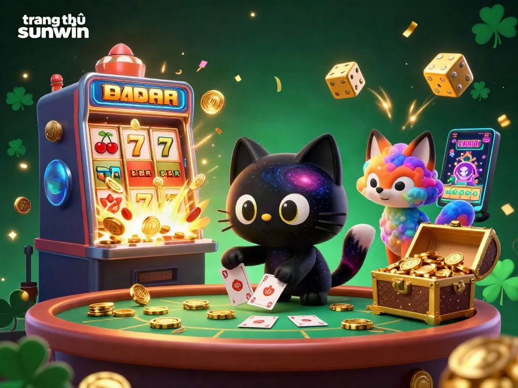 Experience the excitement of اللعب في trang chủ sunwin with a vibrant 3D casino illustration showcasing dynamic gaming elements.