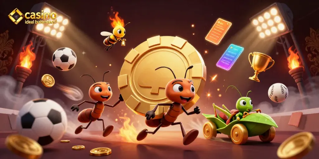Engaging scene of ants executing a heist with golden chips at casino ideal buitenland, showcasing dynamic gaming elements.