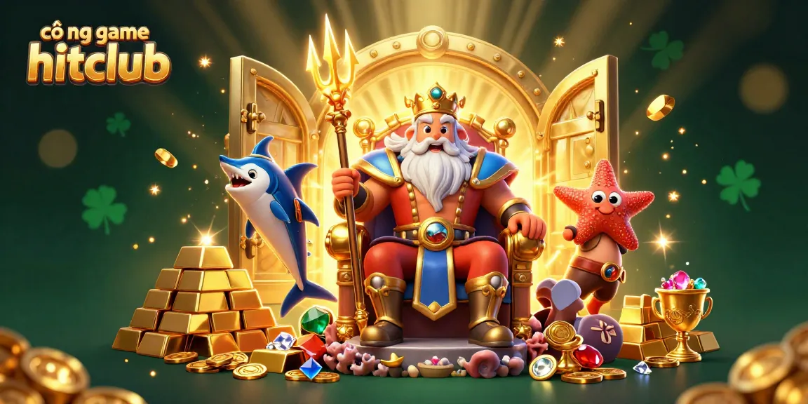 Experience the excitement of cổng game hitclub with Neptune and treasures in a vibrant 3D scene.