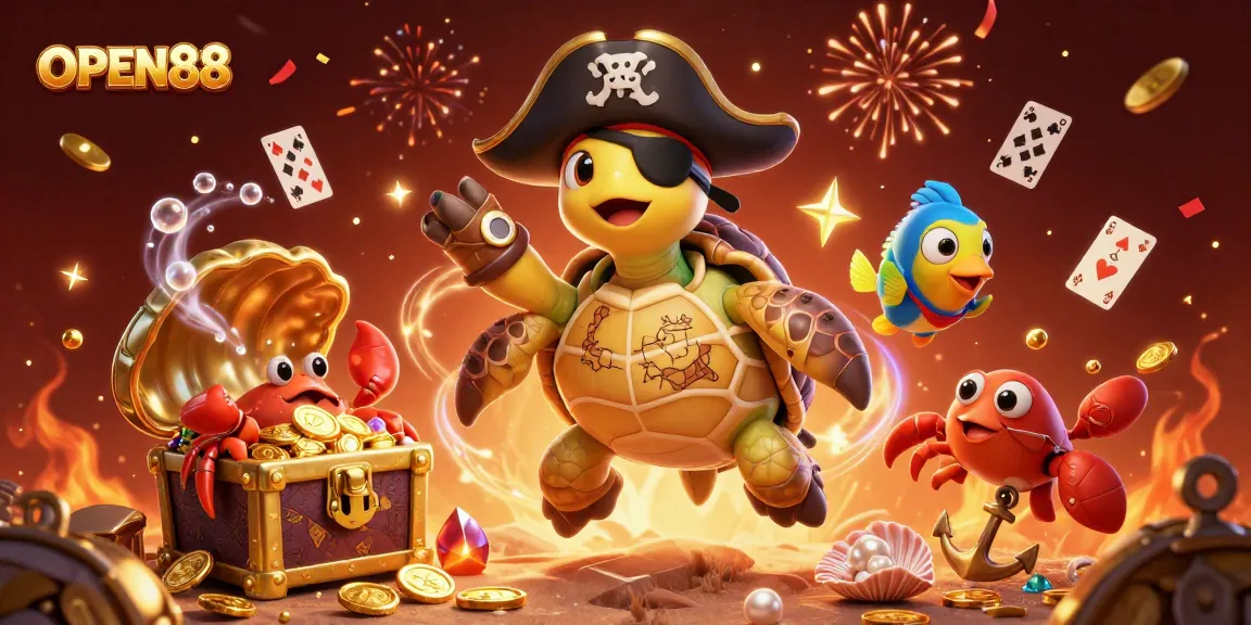 Join the excitement at OPEN88 with our vibrant underwater casino scene featuring treasure and colorful game elements.