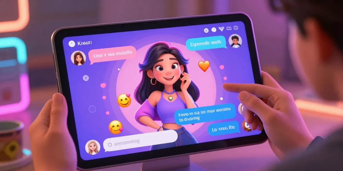 Engaging NSFW AI chat interaction with expressive avatars and vibrant visuals.