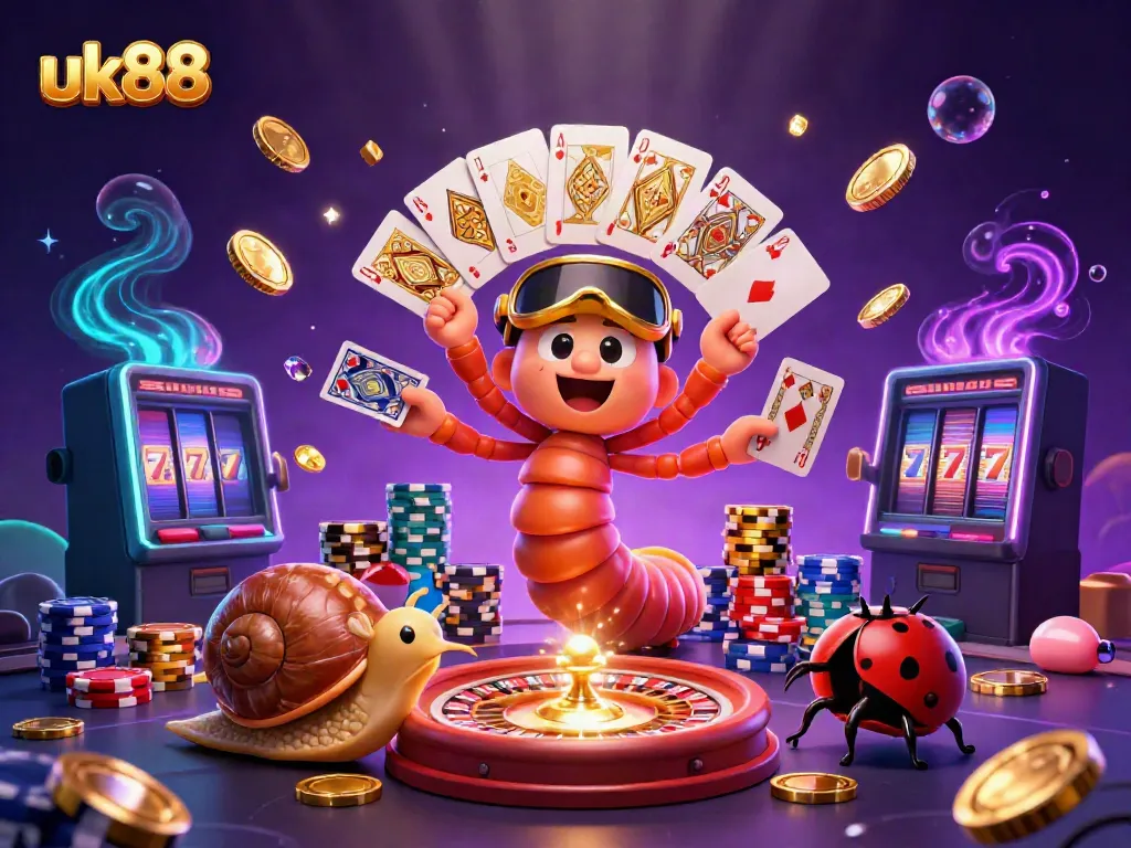 Engage with the dynamic action of uk88, featuring a whimsical millipede dealer, while experiencing thrilling casino excitement.