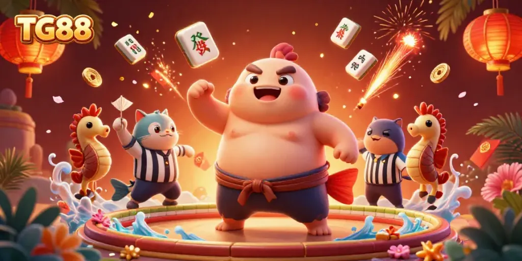 Experience fun at TG88 with vibrant underwater characters celebrating various games.