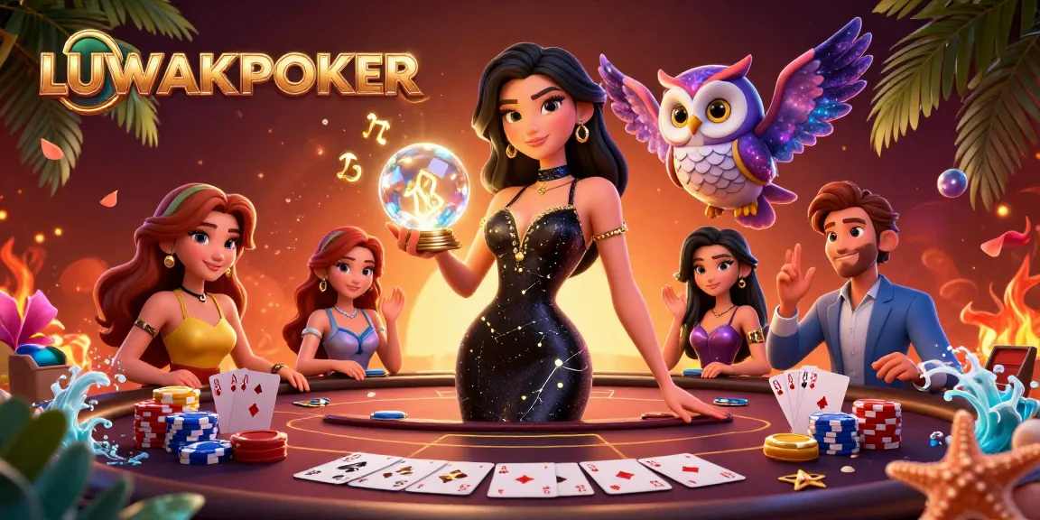 Luwakpoker captivates with stunning poker-themed 3D illustration, featuring a mystical scene that immerses players.