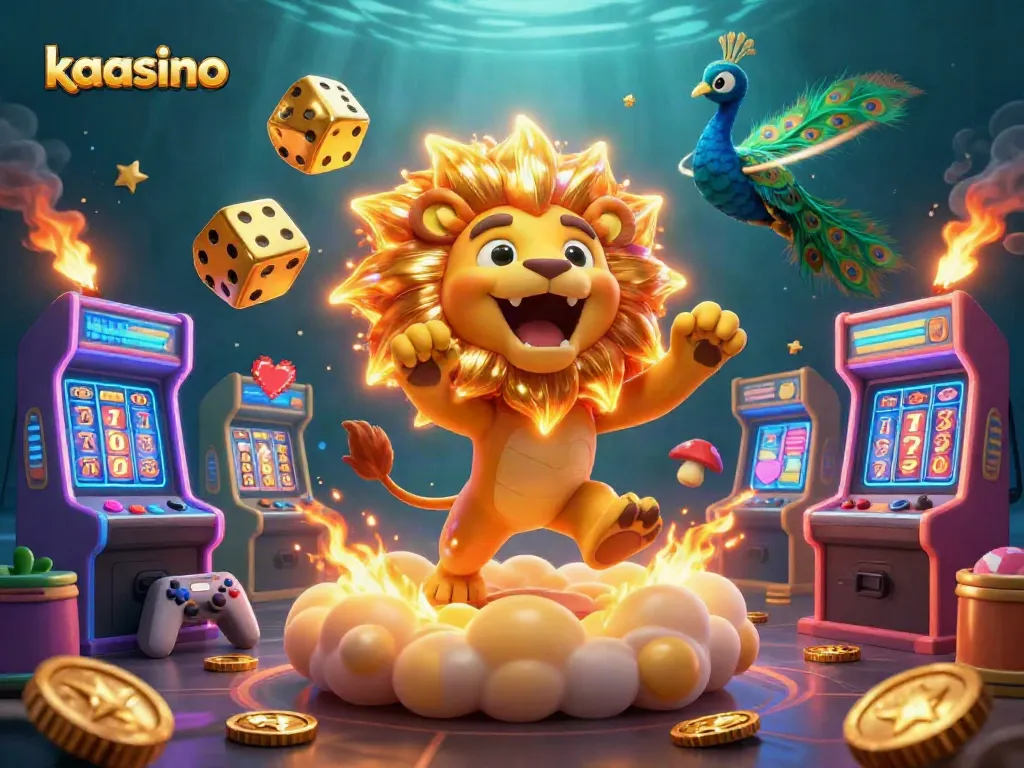 Kaasino offers players an exhilarating gaming experience with vibrant casino elements like slot reels, exciting bonuses, and golden dice.