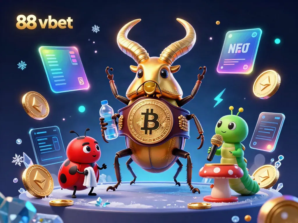 Experience thrilling gaming with 88 vbet as a cartoon stag beetle prepares for action.